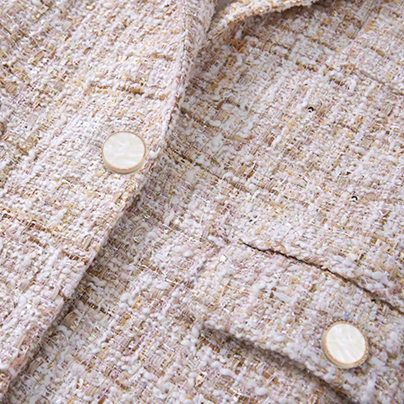 Tweed jacket apricot Sequins flash fabric autumn / winter women's jacket long sleeve Business ladies one piece jacket coat
Tweed jacket apricot Sequins flash fabric autumn / winter women's jacket long sleeve Business ladies one piece jacket coat