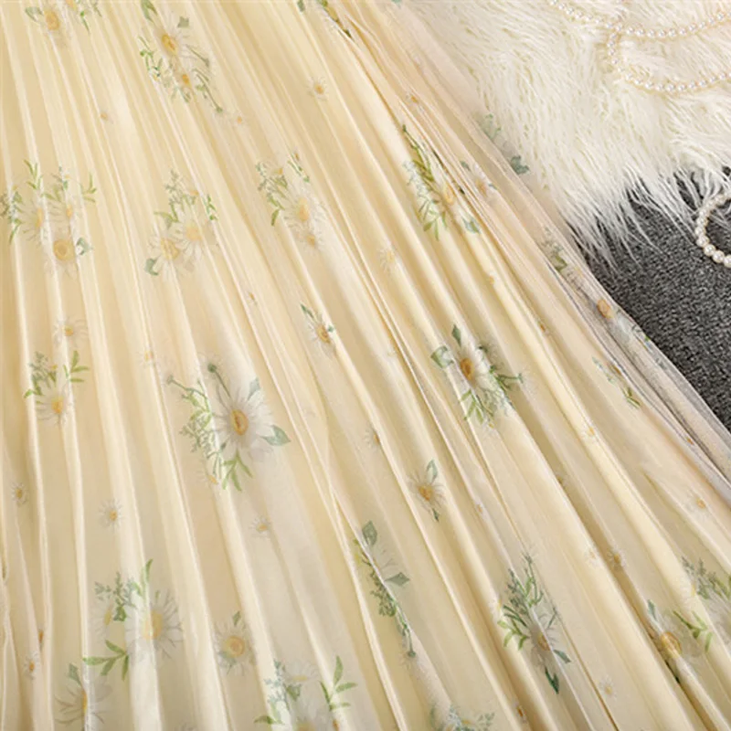 Limiguyue Daisy Print Pleated Skirt Elastic High Waisted Women Summer Both Sides Fairy Gauze Mesh Midi Skirt Long Skirts K1288
Limiguyue Daisy Print Pleated Skirt Elastic High Waisted Women Summer Both Sides Fairy Gauze Mesh Midi Skirt Long Skirts K1288