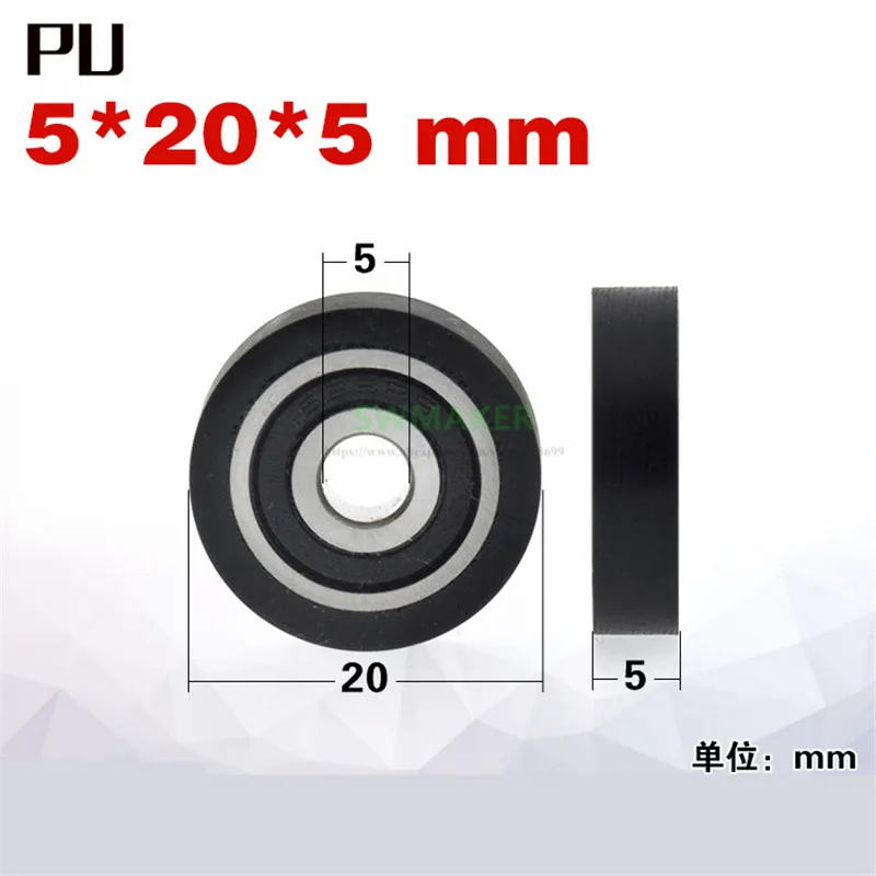 10pcs 5*20*5mm M5 M6 black soft rubber 625 bearing pulley, silent guide wheel, driven wheel for sorter / drawer
10pcs 5*20*5mm M5 M6 black soft rubber 625 bearing pulley, silent guide wheel, driven wheel for sorter / drawer