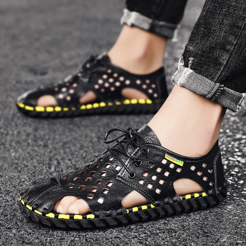 Summer New Style Men's Sandals Outdoor Breathable Beach Shoes Stitching Microfiber Leather Sandals
Summer New Style Men's Sandals Outdoor Breathable Beach Shoes Stitching Microfiber Leather Sandals