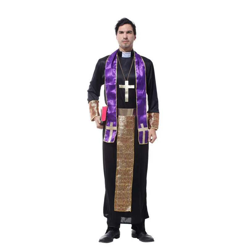 Medieval Cosplay Halloween Costumes for Men Adult Priest dress Missionary Costume Set male God Father Jesus Christian Cosplay Cl 
Medieval Cosplay Halloween Costumes for Men Adult Priest dress Missionary Costume Set male God Father Jesus Christian Cosplay Cl