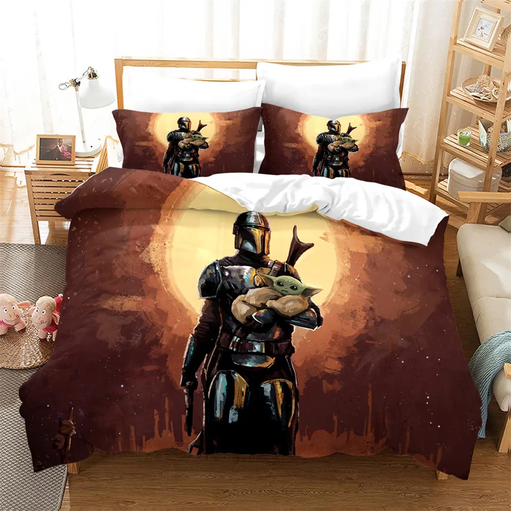 

Boy Mandalorian Bedding Set 3D Print Game Mandalorian Duvet Cover Sets Twin Double Queen King Size Drop shipping Children Gift