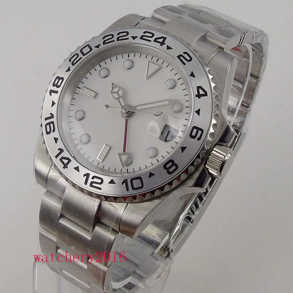 BLIGER Solid 40mm White Sterile Dial Sapphire Glass Red GMT Date Rotating Bezel Automatic Movement Men's Watch Deployment Clasp
BLIGER Solid 40mm White Sterile Dial Sapphire Glass Red GMT Date Rotating Bezel Automatic Movement Men's Watch Deployment Clasp