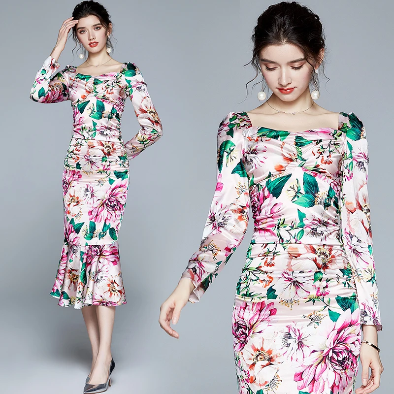 Simgent Long Sleeve Mermaid Dress Women Autumn Square Collar Floral Printing Midi Long Elegant Vintage Dresses Robe Femme SG1895
Simgent Long Sleeve Mermaid Dress Women Autumn Square Collar Floral Printing Midi Long Elegant Vintage Dresses Robe Femme SG1895