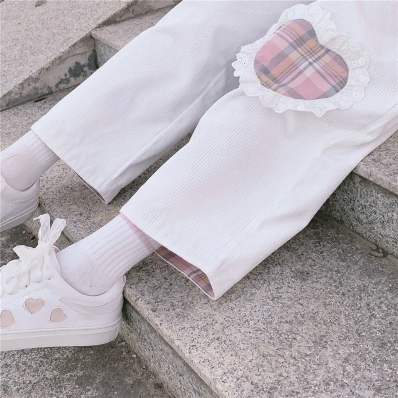 Japanese Harajuku Wild Cute Soft sister Casual Corduroy Kawaii Straight Pants Teen Girls Love Heart Patch Loose Students Pants
Japanese Harajuku Wild Cute Soft sister Casual Corduroy Kawaii Straight Pants Teen Girls Love Heart Patch Loose Students Pants