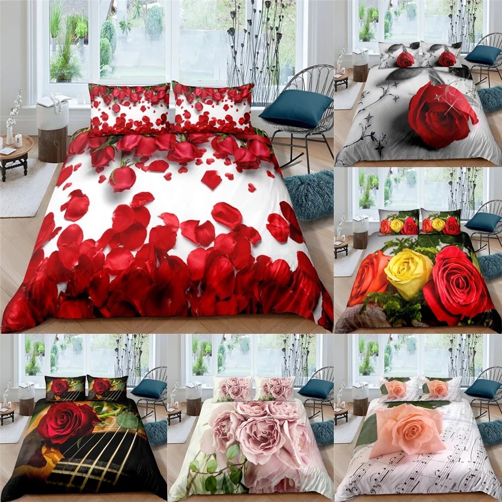 3D Rose Floral Bedding Sets Pink Red Flowers Green Leaves Duvet Cover Note Music Love Quilt Covers Pillowcase Queen King Size
3D Rose Floral Bedding Sets Pink Red Flowers Green Leaves Duvet Cover Note Music Love Quilt Covers Pillowcase Queen King Size