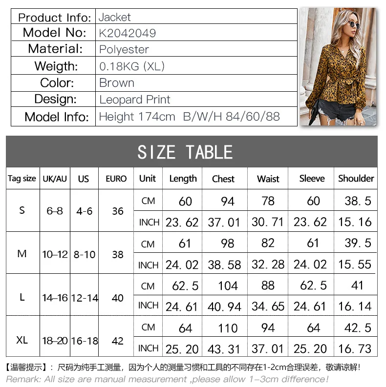 Mandylandy Fashion Casual OL Wear Female Tees Women Elegant Tshirts V-neck Long Sleeve Lace-up Leopard Printed Shirt Tops
Mandylandy Fashion Casual OL Wear Female Tees Women Elegant Tshirts V-neck Long Sleeve Lace-up Leopard Printed Shirt Tops
