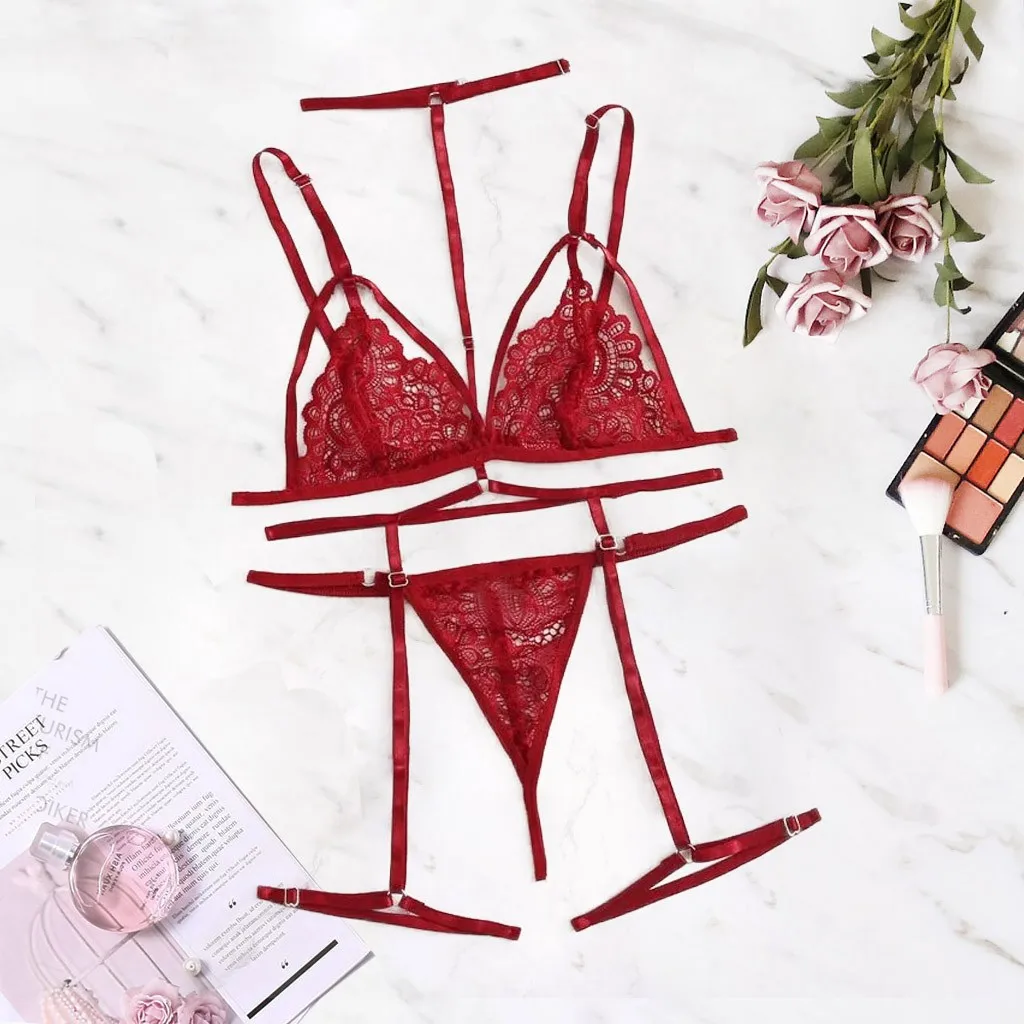 Women's Underwear Sexy Lingerie Fashion Women Sexy Lace V-neck Bra +thong +garter Lingerie Set Underwear Sensual Lingerie Woman
Women's Underwear Sexy Lingerie Fashion Women Sexy Lace V-neck Bra +thong +garter Lingerie Set Underwear Sensual Lingerie Woman