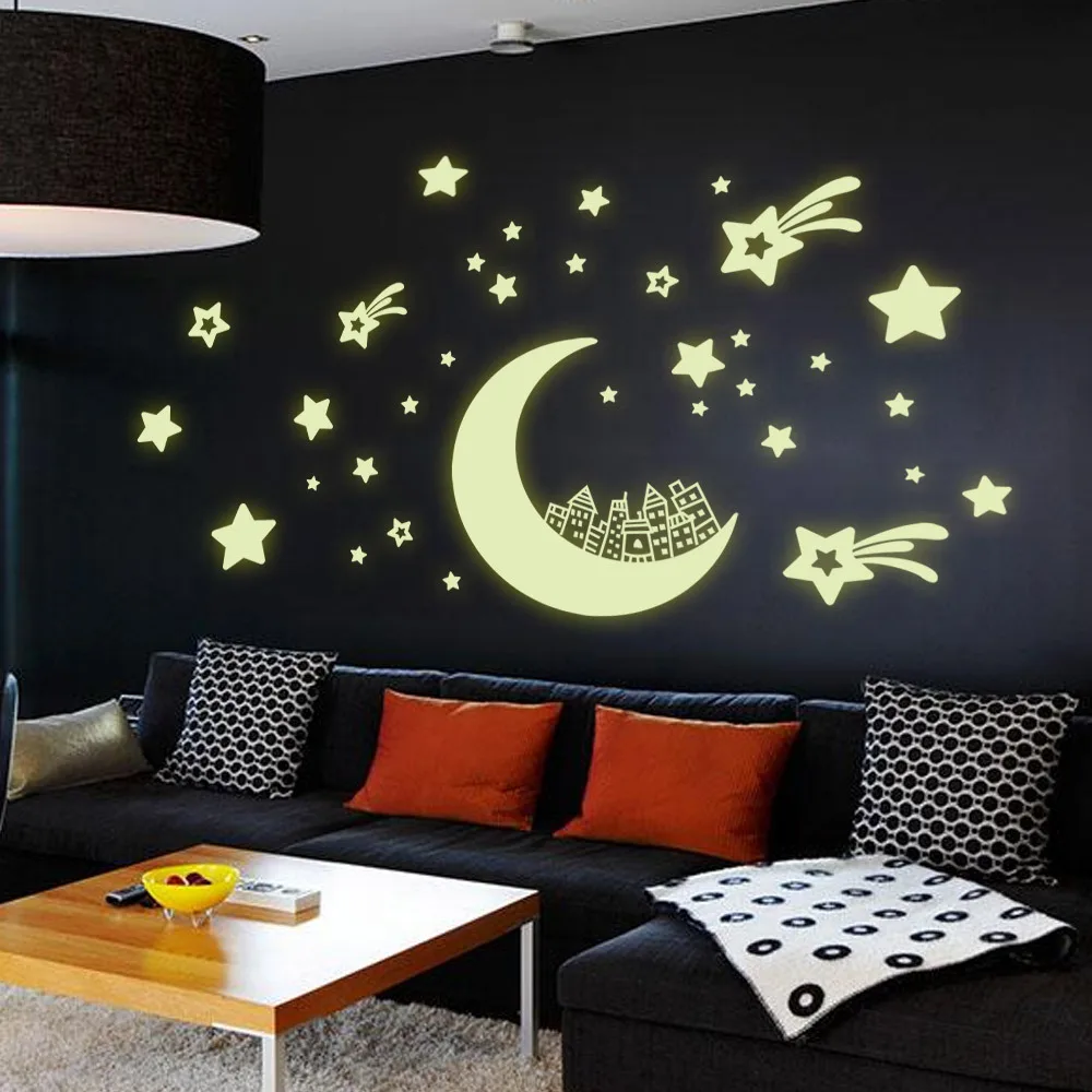 Moon Star Fluorescence Noctilucent Night Glow in Dark Luminous Vinyl Removable Nursery Kids Child Bedroom Wall Stickers Decal
Moon Star Fluorescence Noctilucent Night Glow in Dark Luminous Vinyl Removable Nursery Kids Child Bedroom Wall Stickers Decal