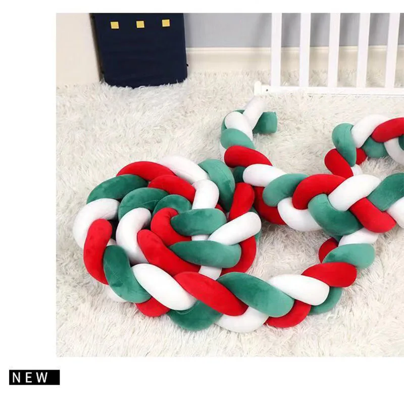 Baby Braided Crib Bumper Soft Snake Pillow Protective for Toddler/Newborn Christmas (400cm, Red + White + Green) 
Baby Braided Crib Bumper Soft Snake Pillow Protective for Toddler/Newborn Christmas (400cm, Red + White + Green)