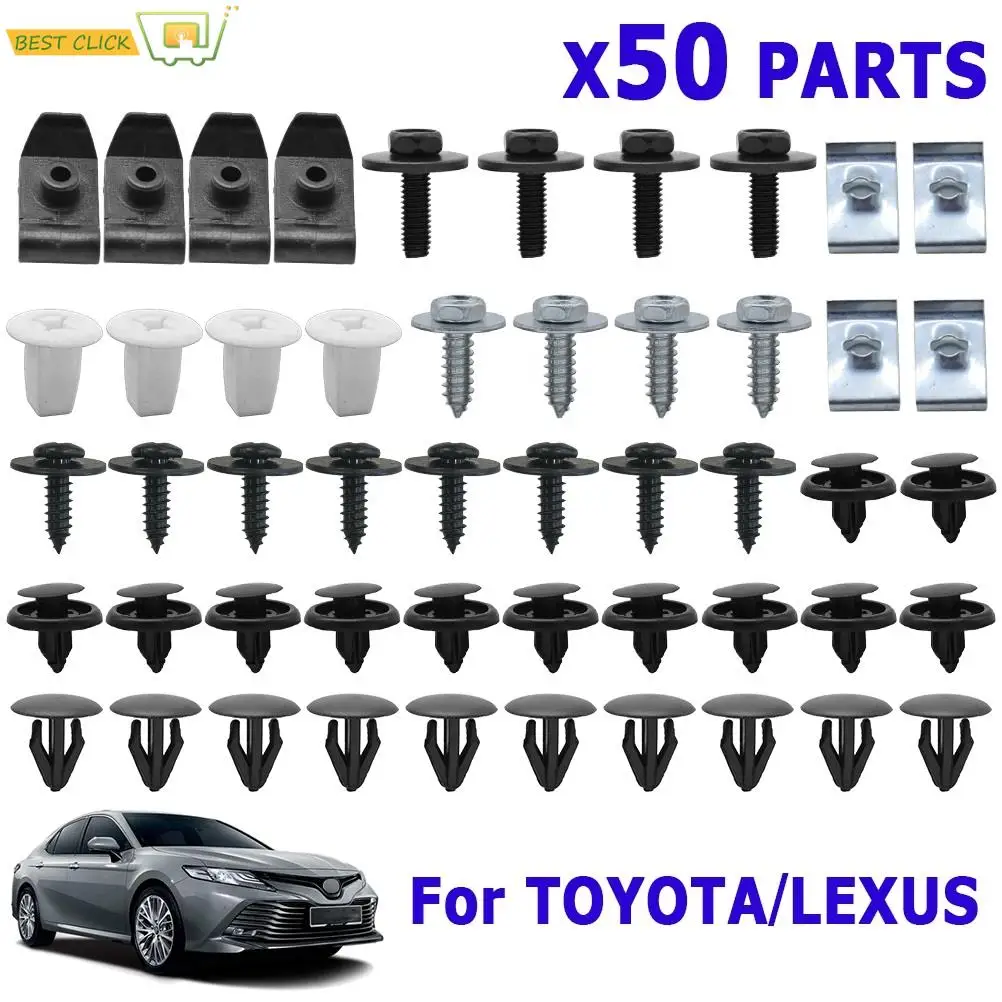 

50PC Engine Under Body Cover Clips For Lexus Toyota Bumper Fender Liner Mud Flaps Splash Guard Screws Bolt Washer Clamp Retainer