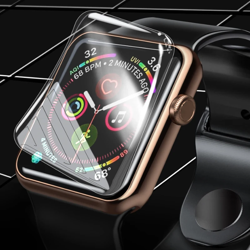 Защитная пленка для Apple watch 4 5 3 2 полное покрытие не закаленное стекло iwatch 44 мм 40 42 38