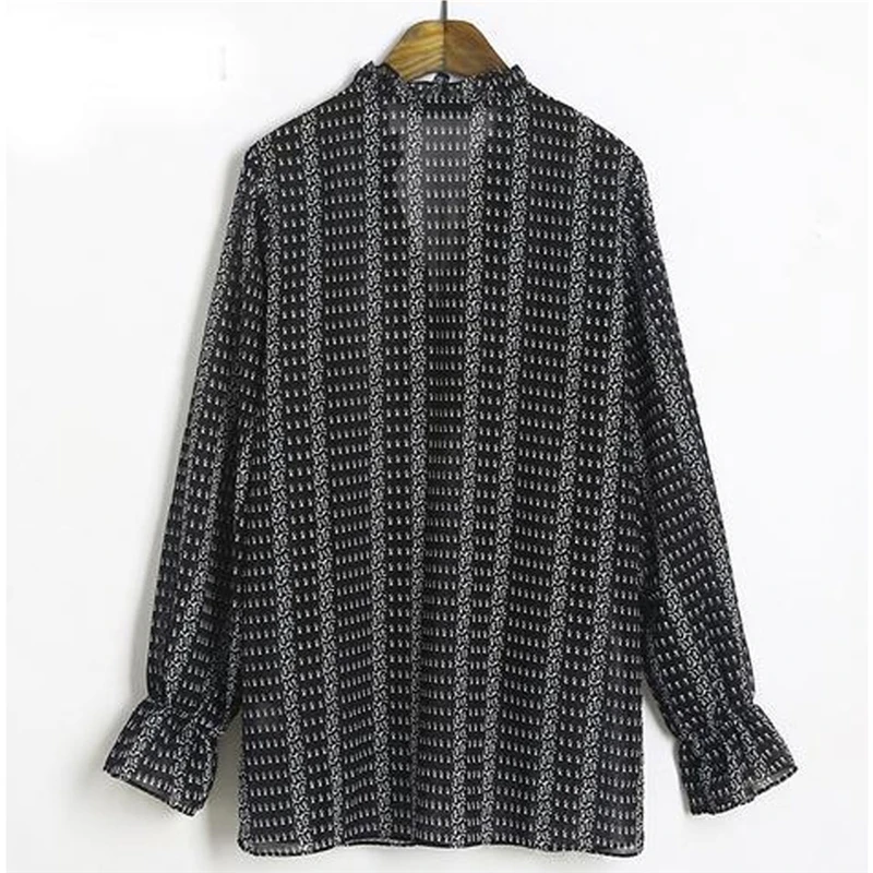 Sexy Loose Shirt Casual Long Sleeve V-Neck Retro Black Chiffon Women Shirts Female Blouses Tops XXXL Plus Size
Sexy Loose Shirt Casual Long Sleeve V-Neck Retro Black Chiffon Women Shirts Female Blouses Tops XXXL Plus Size