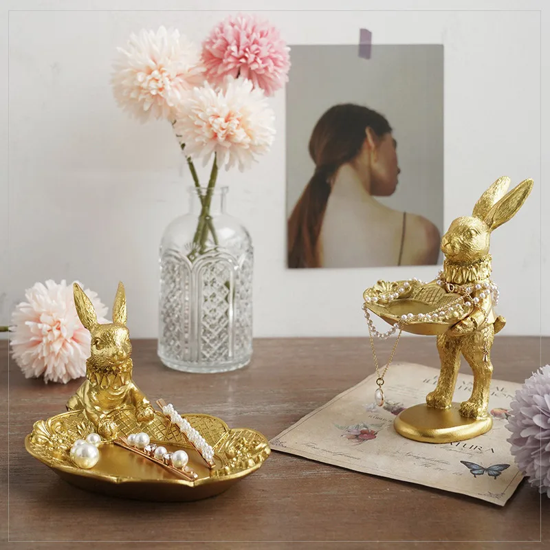 European style retro resin rabbit tray figurines bedroom dressing table jewelry storage tray home decoration accessories crafts
European style retro resin rabbit tray figurines bedroom dressing table jewelry storage tray home decoration accessories crafts