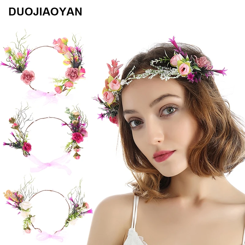 DUOJIAOYAN Fashion Color Flower Wreath Headband Hair Flower Women Bohemian Wreath Crown Wedding Bride Wreath Hair Accessories
DUOJIAOYAN Fashion Color Flower Wreath Headband Hair Flower Women Bohemian Wreath Crown Wedding Bride Wreath Hair Accessories
