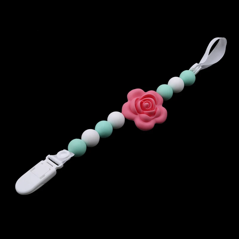 Silicone Pacifier Clips Funny Nipple Chain Safe Teething Chains For Baby Rose Flower Bead Infant Attache Sucette Dummy Clip
Silicone Pacifier Clips Funny Nipple Chain Safe Teething Chains For Baby Rose Flower Bead Infant Attache Sucette Dummy Clip