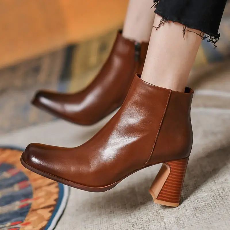 ALLBITEFO Square Toe High Quality Comfortable Genuine Leather Ankle Boots Autumn Winter Fashion Women Boots Women Heels Shoes
ALLBITEFO Square Toe High Quality Comfortable Genuine Leather Ankle Boots Autumn Winter Fashion Women Boots Women Heels Shoes