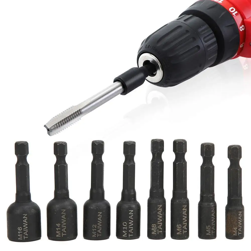 7/8pcs Screw Tap Socket Adapter 1/4" Hex Shank Square Driver Thread Tap Adapter for M4 M5 M6 M8 M10 M12 M14 M16 Machine Tap
7/8pcs Screw Tap Socket Adapter 1/4" Hex Shank Square Driver Thread Tap Adapter for M4 M5 M6 M8 M10 M12 M14 M16 Machine Tap