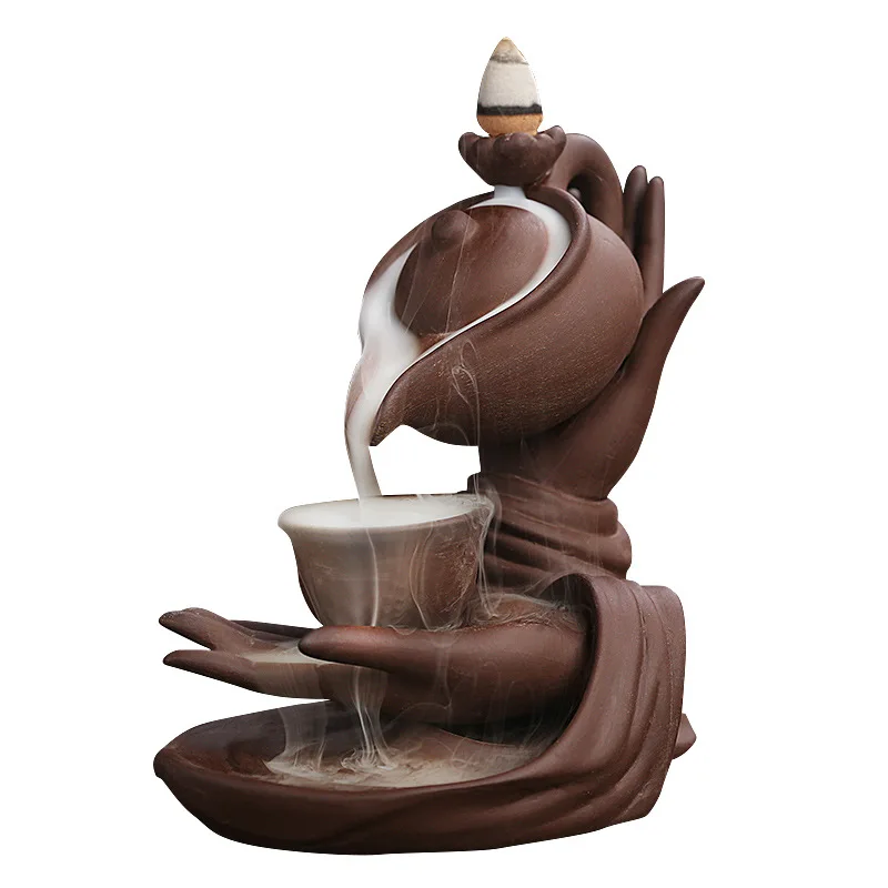 14cm Backflow Incense Burner Ceramic Buddha Hand Pour Tea Holder Censer Incense Cones Smoke Home Living Room Decorate
14cm Backflow Incense Burner Ceramic Buddha Hand Pour Tea Holder Censer Incense Cones Smoke Home Living Room Decorate