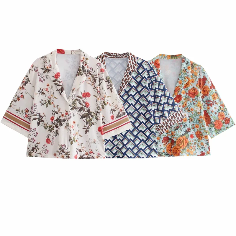 TRAF Za 2021 Floral Top Women Short Sleeve Button Up Shirt Vintage Crop Summer Woman Top Fashion Collared Casual Beach Shirt
TRAF Za 2021 Floral Top Women Short Sleeve Button Up Shirt Vintage Crop Summer Woman Top Fashion Collared Casual Beach Shirt