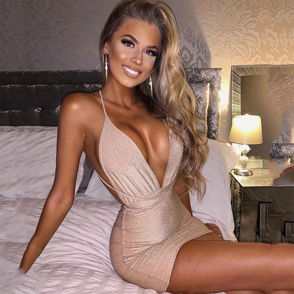 2021 Summer Women Sleeveless Halter Bandage Bright Silk Sexy Dress Backless Bodycon Deep V-neck Night Club Lace-up Party Dress
2021 Summer Women Sleeveless Halter Bandage Bright Silk Sexy Dress Backless Bodycon Deep V-neck Night Club Lace-up Party Dress
