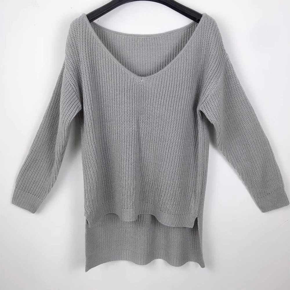 Women Sexy V-neck Side Split Long Sleeve Knitted Sweater Fall Winter Fashion Long Pullovers Dress Knitwear White Jumpers Pull
Women Sexy V-neck Side Split Long Sleeve Knitted Sweater Fall Winter Fashion Long Pullovers Dress Knitwear White Jumpers Pull