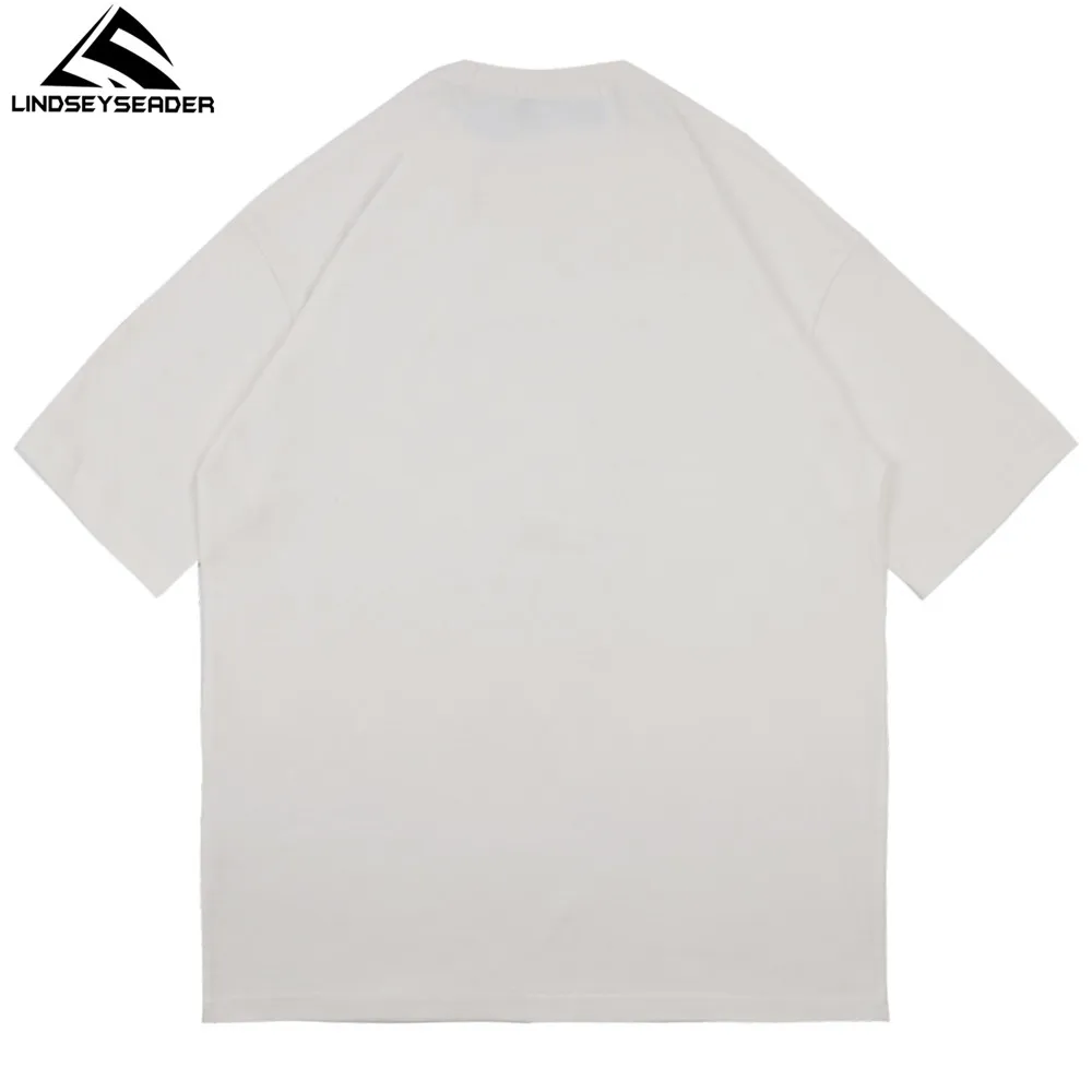 LINDSEY SEADER Men's T-shirt Hip Hop Oversized Print 2021 Casual Harajuku Streetwear Summer Short Sleeve cotton Tops Tee Tshirt