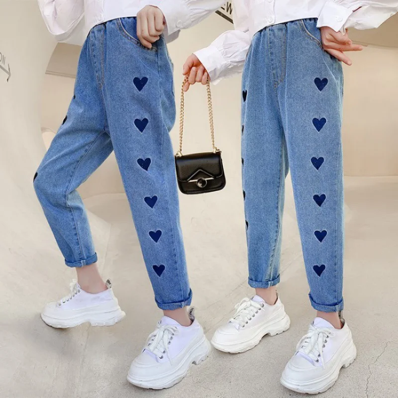 Girls Love Jeans For Kids New Spring Autumn Trousers Fashion Children Pants Casual trouses Baby Girls Jeans
Girls Love Jeans For Kids New Spring Autumn Trousers Fashion Children Pants Casual trouses Baby Girls Jeans