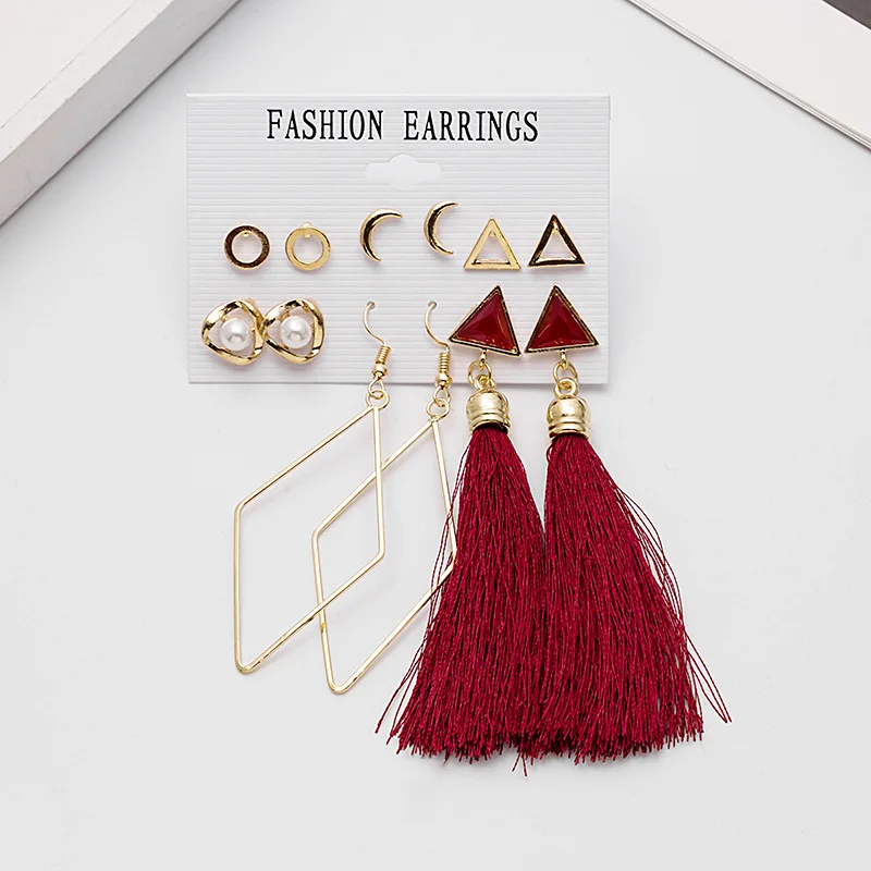 Best Selling Set Tassel Earrings European and American Card Beach Bohemian Style Multi-Pair Pearl Geometric Ear Stud
Best Selling Set Tassel Earrings European and American Card Beach Bohemian Style Multi-Pair Pearl Geometric Ear Stud