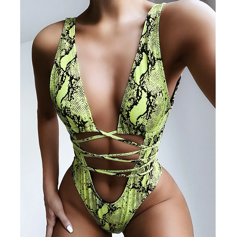 Fors Yellow leopard print sexy one piece suit Bandage lace up swimwear women Hollow out one-piece swimsuit monokini bathing suit
Fors Yellow leopard print sexy one piece suit Bandage lace up swimwear women Hollow out one-piece swimsuit monokini bathing suit