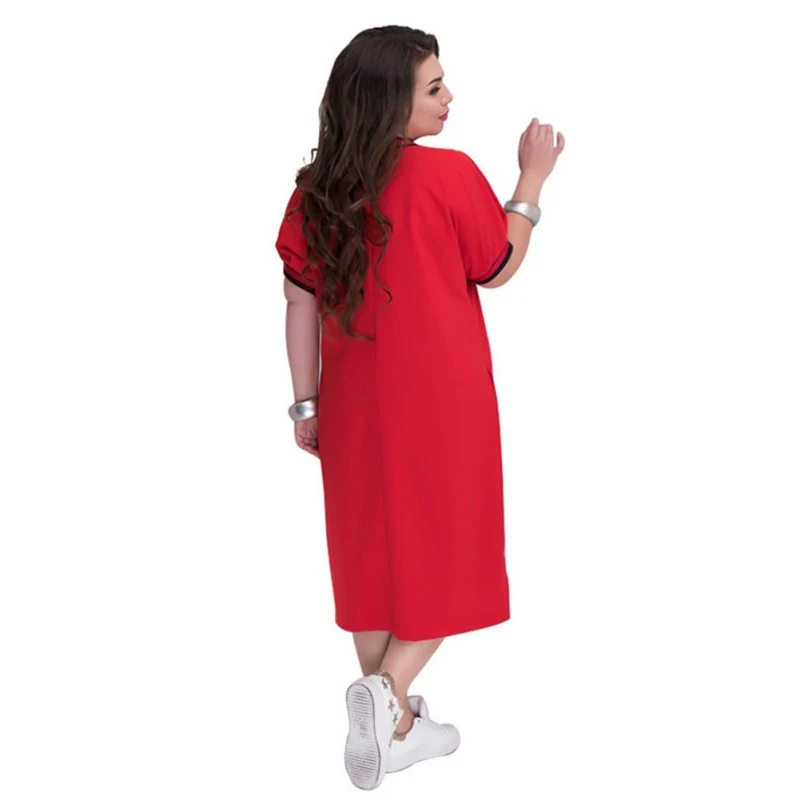 Plus Size Straight Dresses Women O-Neck With Zippers Big Size Summer Casual Loose Solid Dress
Plus Size Straight Dresses Women O-Neck With Zippers Big Size Summer Casual Loose Solid Dress