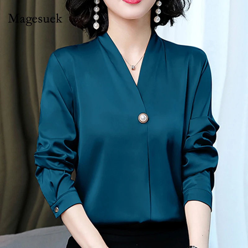 8 Colors Plus Size Chiffon Shirt Korean V-neck Silk Satin Office Blouse Women 2021 New Fashion Long Sleeve Slim Button Top 13043
8 Colors Plus Size Chiffon Shirt Korean V-neck Silk Satin Office Blouse Women 2021 New Fashion Long Sleeve Slim Button Top 13043