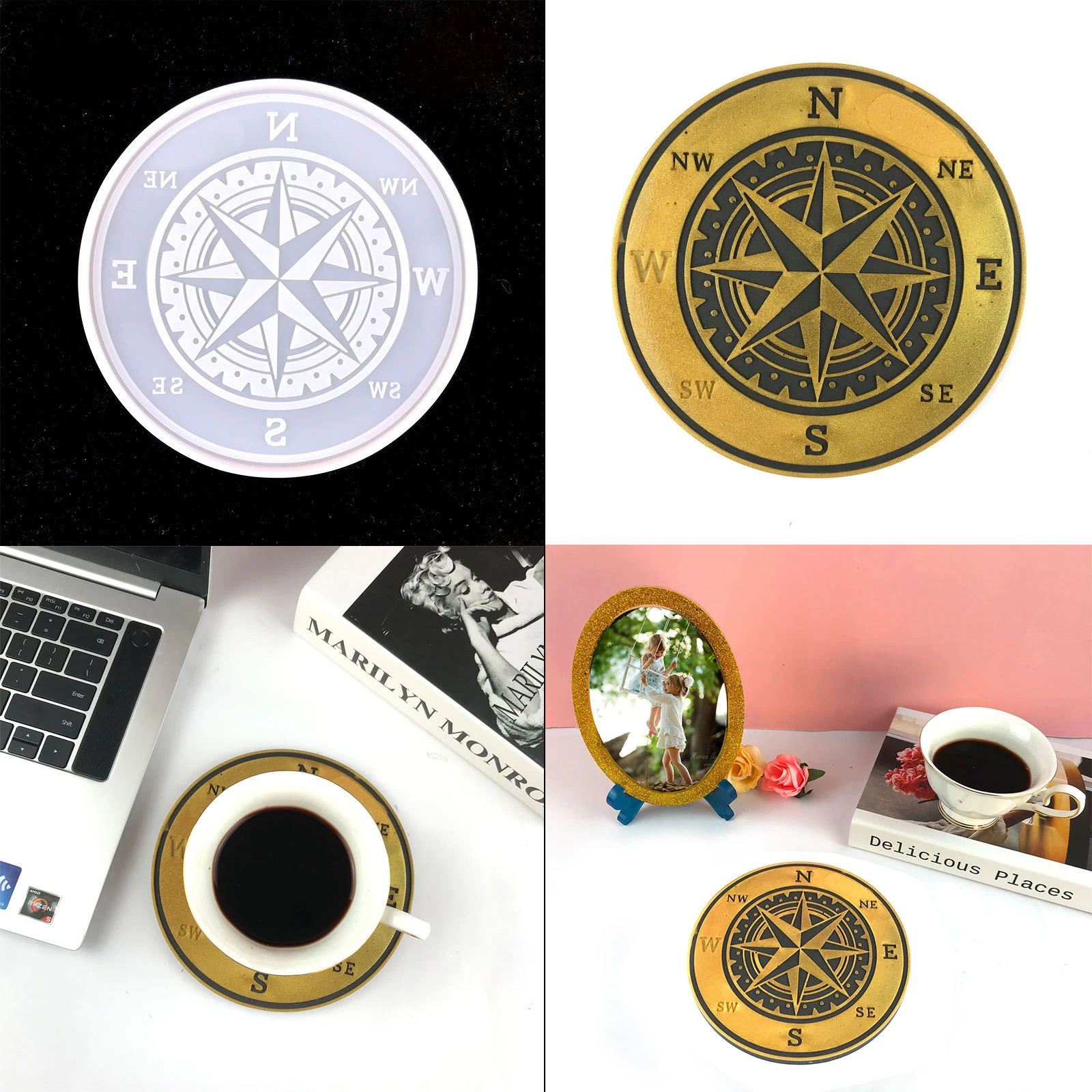 Compass Silicone Mold DIY Creative Compass Crystal Epoxy Resin Mold Round Flower Cup Pad Tray Epoxy Silicone Mould For Resin 
Compass Silicone Mold DIY Creative Compass Crystal Epoxy Resin Mold Round Flower Cup Pad Tray Epoxy Silicone Mould For Resin