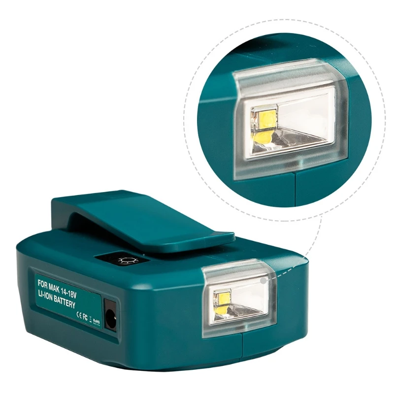 14.4V/18V Li-on Battery Dual USB Port with LED Light Spotlight Outdoor Flashlight for Makita Batteries
14.4V/18V Li-on Battery Dual USB Port with LED Light Spotlight Outdoor Flashlight for Makita Batteries