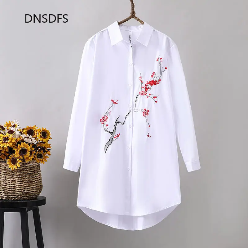 Pure Cotton Shirt Women Spring Harajuku White Floral Embroidery Long Shirts Retro Plus Size Blouses Korean Fashion Loose Tops
Pure Cotton Shirt Women Spring Harajuku White Floral Embroidery Long Shirts Retro Plus Size Blouses Korean Fashion Loose Tops