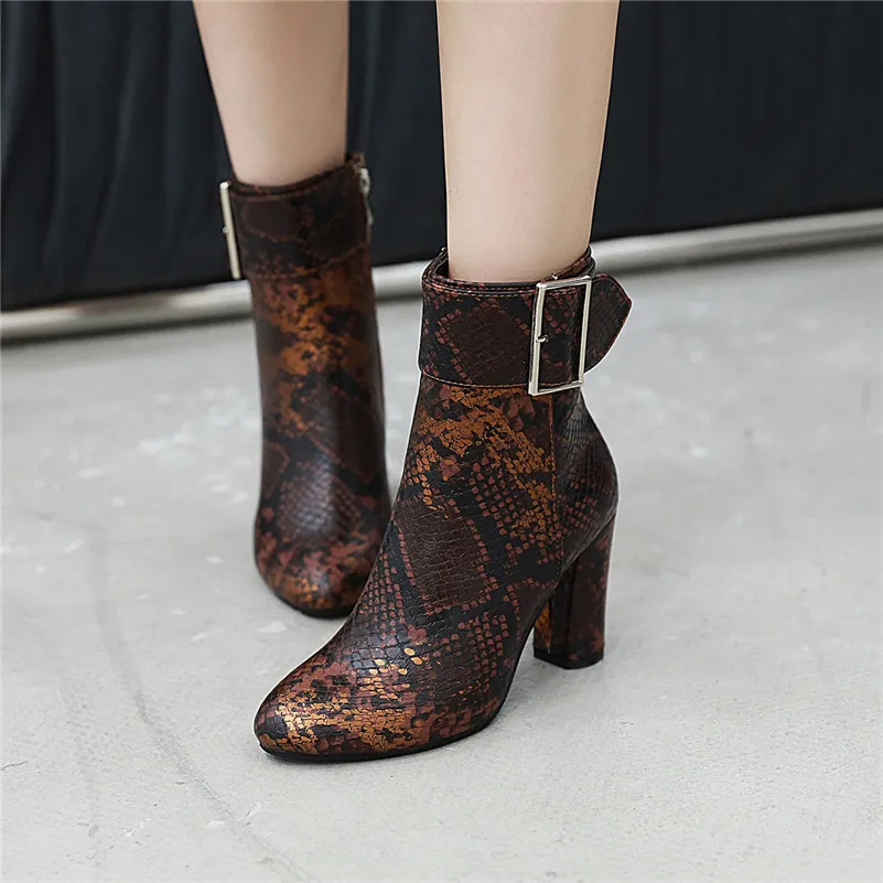 Meotina Winter Ankle Boots Women Snake Print Buckle Thick Heels Short Boots Zipper Super High Heel Shoes Lady Autumn Size 35-43
Meotina Winter Ankle Boots Women Snake Print Buckle Thick Heels Short Boots Zipper Super High Heel Shoes Lady Autumn Size 35-43