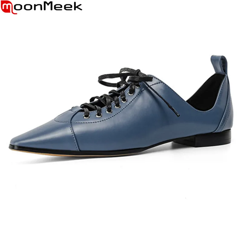MoonMeek 2021 Genuine Leather Women Shoes Fashion Lace Up Causal Single Shoes Spring Autumn Solid Color Ladies Shoes
MoonMeek 2021 Genuine Leather Women Shoes Fashion Lace Up Causal Single Shoes Spring Autumn Solid Color Ladies Shoes