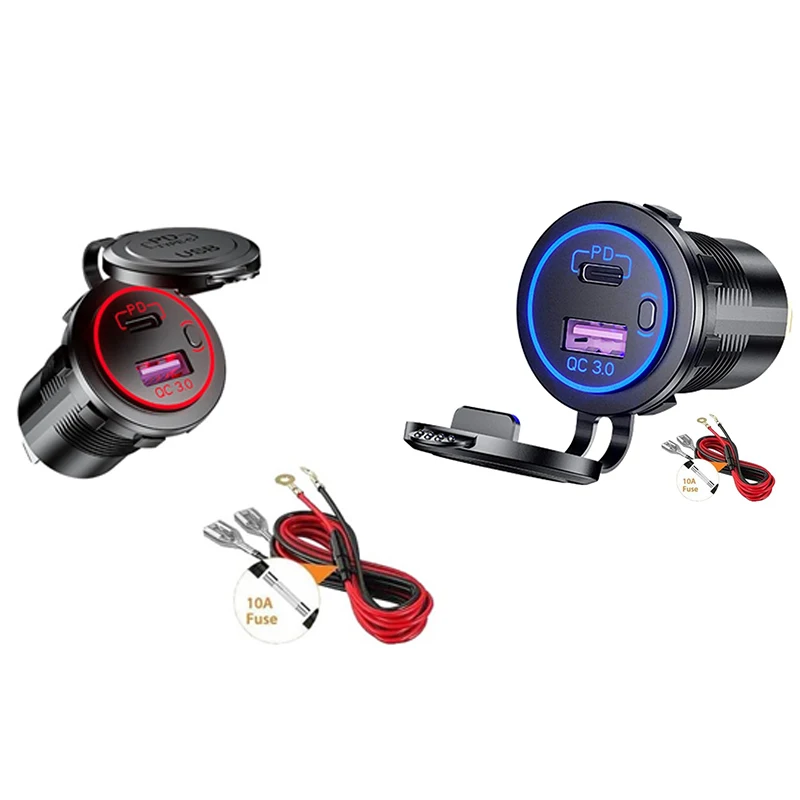 PD Type C USB Car Charger and QC 3.0 Quick Charger 12V Power Outlet Socket with ON/Off Switch for Motorcycle RV ATV
PD Type C USB Car Charger and QC 3.0 Quick Charger 12V Power Outlet Socket with ON/Off Switch for Motorcycle RV ATV