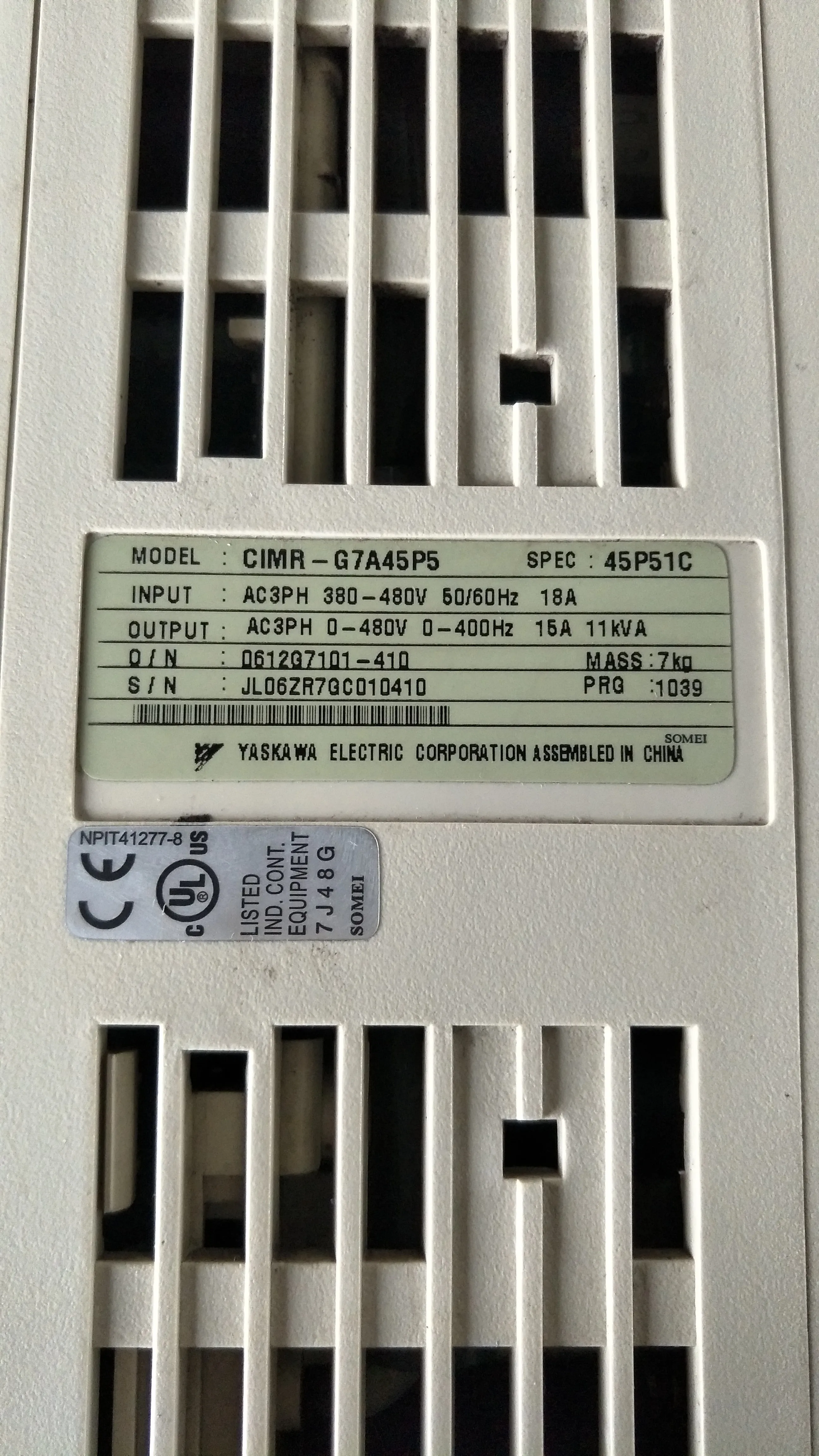 CIMR-G7A45P5 5.5KW 380V inverter , used one , 90% appearance new , test goods , free shipping
CIMR-G7A45P5 5.5KW 380V inverter , used one , 90% appearance new , test goods , free shipping