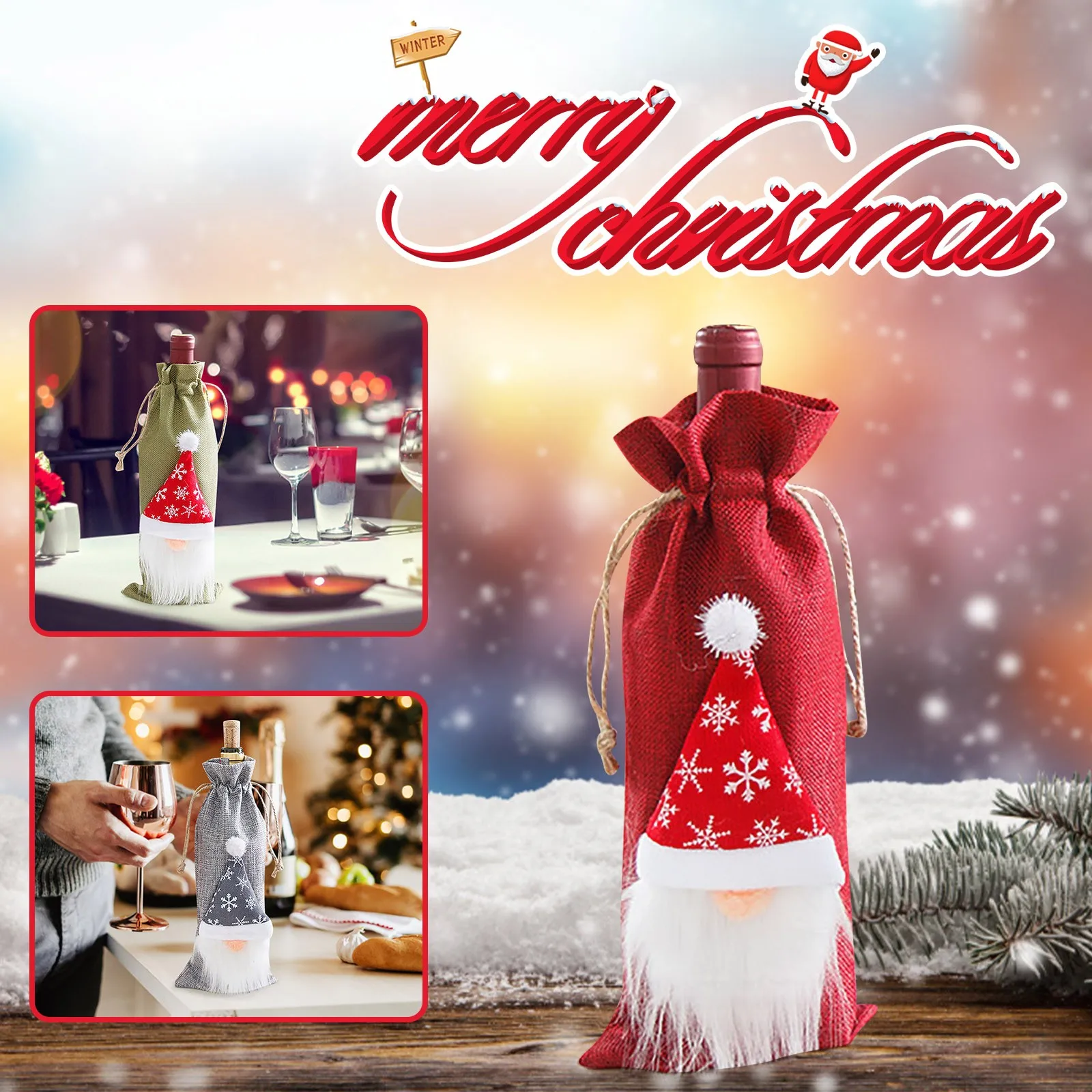 Чехол для винной бутылки на новый год 2022, рождественские подарки
Чехол для винной бутылки на новый год 2022, рождественские подарки