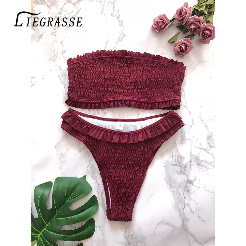 Liegrasse Sexy Bikini Women Retro Polka Dot Swimsuit Ruffled Crinkle Bandeau Biquini Beachwear Bathing Suit Female Swimwe
Liegrasse Sexy Bikini Women Retro Polka Dot Swimsuit Ruffled Crinkle Bandeau Biquini Beachwear Bathing Suit Female Swimwe