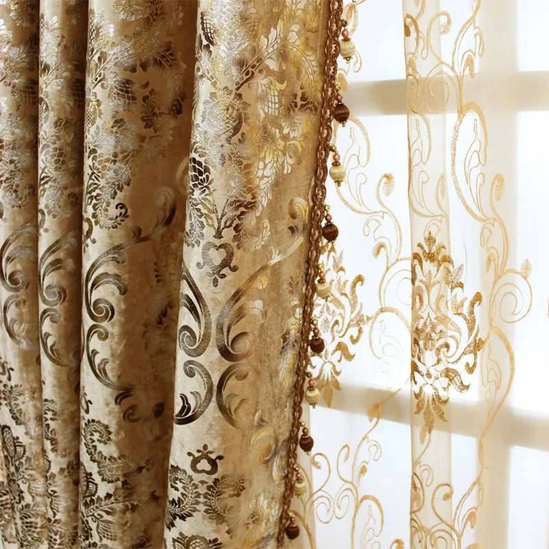 1 piece Luxury European Curtain or tulle for Living Room Velvet Curtains Sheer Gold Print High Shading Window Curtains for Dini
1 piece Luxury European Curtain or tulle for Living Room Velvet Curtains Sheer Gold Print High Shading Window Curtains for Dini