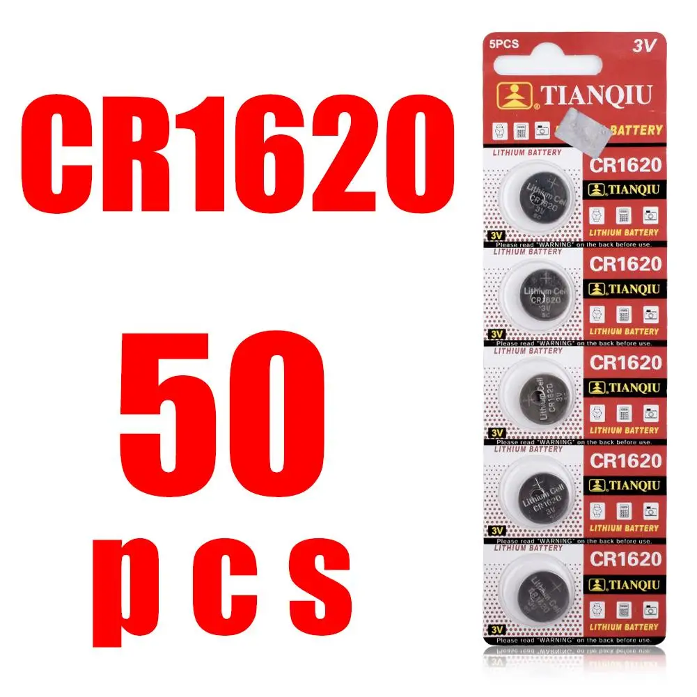 YCDC 50x 3V Lithium Coin Cells Button Battery High Eenergy CR1620 1620 ECR1620 Disposable Batteries for Watch Remote Toy
YCDC 50x 3V Lithium Coin Cells Button Battery High Eenergy CR1620 1620 ECR1620 Disposable Batteries for Watch Remote Toy