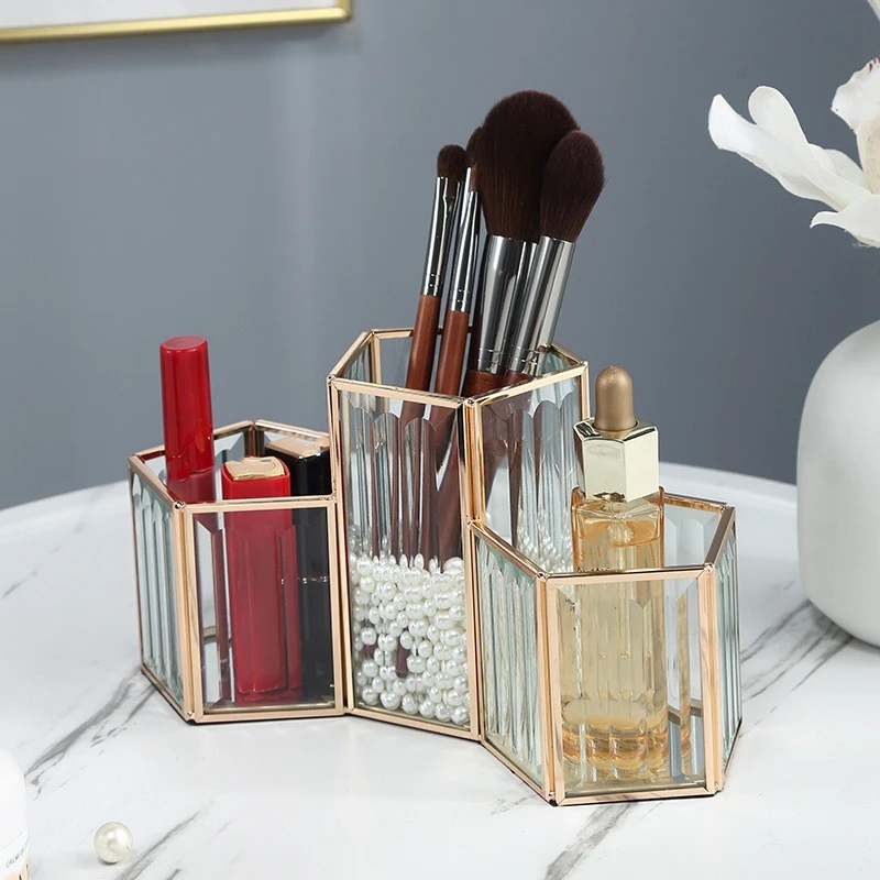 Luxury Golden Cosmetic Storage Box Desktop Lipstick Glass Jewelry Storage Makeup Brush Organizer
Luxury Golden Cosmetic Storage Box Desktop Lipstick Glass Jewelry Storage Makeup Brush Organizer