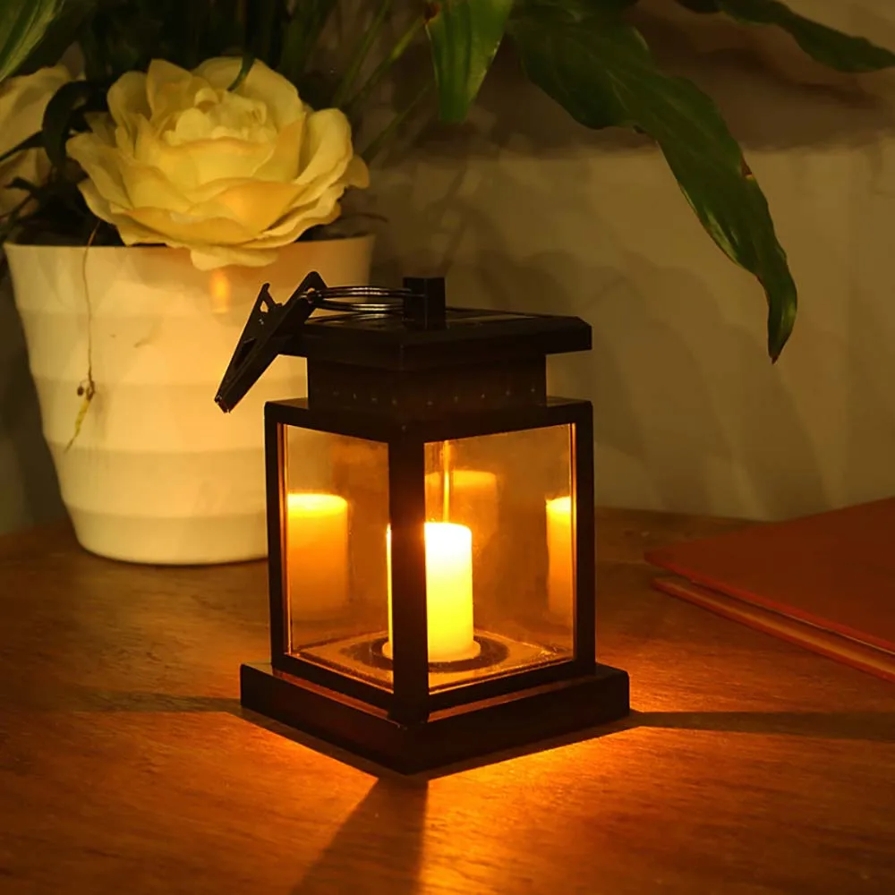 1.2V Garden Solar Powered LED Candle Table Lantern Hanging Light Outdoor Coach Lamp IP65 Waterproof Black Garden Lamp Light
1.2V Garden Solar Powered LED Candle Table Lantern Hanging Light Outdoor Coach Lamp IP65 Waterproof Black Garden Lamp Light