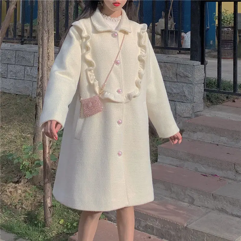 Белое шерстяное зимнее пальто, женское теплое милое Свободное пальто, женское лоскутное пальто на пуговицах, корейское, японское, кавайное, ...
Белое шерстяное зимнее пальто, женское теплое милое Свободное пальто, женское лоскутное пальто на пуговицах, корейское, японское, кавайное, ...