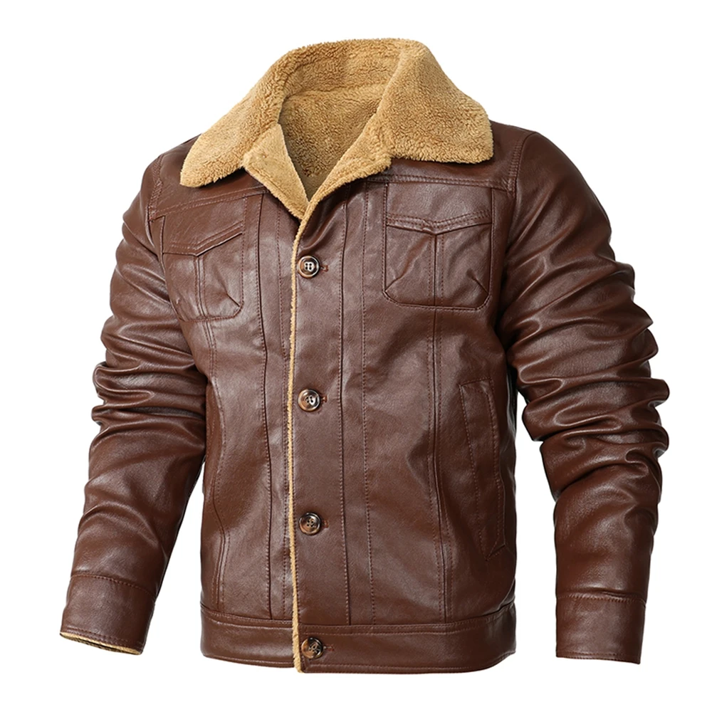 2020 Winter New Fashion Casual Men Pure Color Lapel Vintage Fleece Padded Warm Motorcycle Slim Men Winter Leather Jacket
2020 Winter New Fashion Casual Men Pure Color Lapel Vintage Fleece Padded Warm Motorcycle Slim Men Winter Leather Jacket