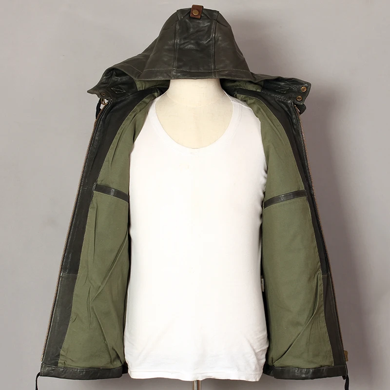 AVIREX FLY Fashion Hooded Genuine Leather Men Green Sheepskin Flight Pilot Jacket Windbreaker Slim Casual Coat
AVIREX FLY Fashion Hooded Genuine Leather Men Green Sheepskin Flight Pilot Jacket Windbreaker Slim Casual Coat