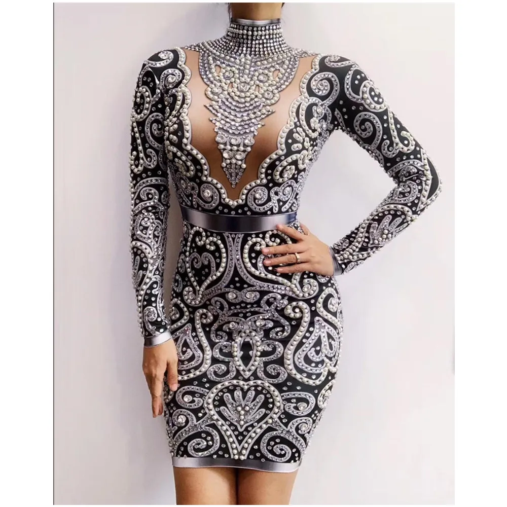 Elegant Sparkly Rhinestones Silver Gold Beads Short Dress Women Birthday Celebrate Party Dresses Prom Outfit Bar Dance Wear
Elegant Sparkly Rhinestones Silver Gold Beads Short Dress Women Birthday Celebrate Party Dresses Prom Outfit Bar Dance Wear