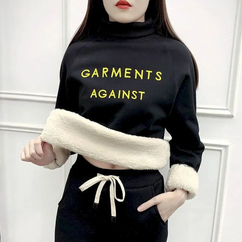 NiceMix Casual Sweatshirts Women Fleeced Turtleneck Pullovers Embroided Letters Warm Tops Woman Jumpers Clothing
NiceMix Casual Sweatshirts Women Fleeced Turtleneck Pullovers Embroided Letters Warm Tops Woman Jumpers Clothing